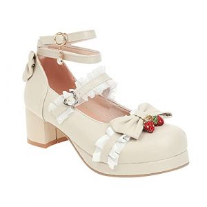 LOIJMK Chaussures pour enfants pour filles : chaussures de princesse Mary Jane avec talon Kawaii Lolita, chaussures &agrave; talons hauts pour cosplay, f&ecirc;te, plateau festif, chaussures de soir&eacute;e, chaussures (PULINGDEDIAN, neuf)