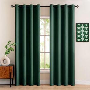 MIULEE Rideaux Occultant Vert Foncé à Oeillets-Rideaux Opaque Doux et Esthétiques Lot de 2, Rideau Thermique Isolant Anti Froid Chaleur, Rideaux Fenetre Chambre Maison Salon Intérieurs, 2X 140x225 (MIULEE HOME, neuf)