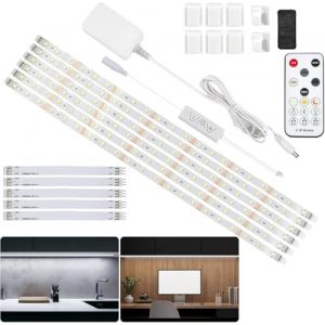 Hoobabuy Ruban LED Blanc Froid 3 Mètres, Bande Lumineuse Sous Armoire de Cuisine Kit d'Éclairage LED avec Télécommande RF pour Vitrine, Cuisine, Bureau, Étagère, Placard, 6500K (Hoobabuy FR, neuf)