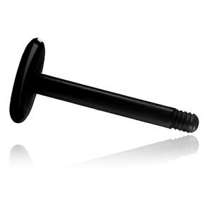 Inoki - Labret BioSafe 1.6mm pour éléments à visser - Jonc/Tige 1.6 mm, Long. int. 8 mm - Noir (INOKI PIERCING, neuf)