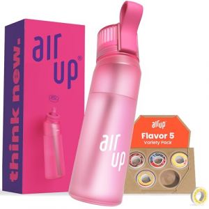 air up® Bouteille d'eau (650 ml) rose + 5 capsules Flavor Fiesta | Capsules de saveur sans sucre et bouteilles d'eau avec paille | Bouteille d'eau aromatisée (jamie LtD, neuf)