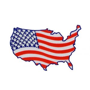 Patch ecusson brode thermocollant drapeau carte etats unis americain usa (Akachafactory, neuf)