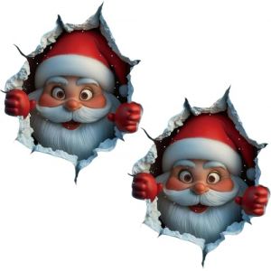 Stickers muraux Noel P&egrave;re | 2PC Sticker P&egrave;re Noel cassant toilettes | Stickers muraux de Noels amusants et amovibles | D&eacute;corations murales de Noels 3D sticker accessoires maison (nuanjinian, neuf)