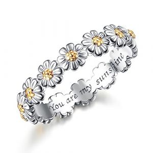 Adramata Bague Argent 925 Femme Bague Marguerite en Argent Bague You Are My Sunshine Fantaisie Bagues de Déclaration Bague Fleur Bagues de Pouce Argent Bague pour Femme Fille Cadeaux (jjccui, neuf)