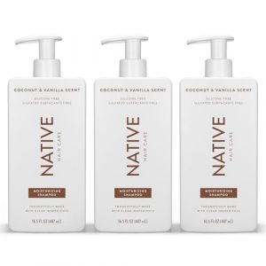Native - Shampooing Femme et Homme - Parfum Naturel - Odeur Coco et Vanille - Shampoing Hydratant - Donne aux Cheveux Secs un &Eacute;clat Doux et Sain (3 Pack, 487 ml) (Front Row EU, neuf)