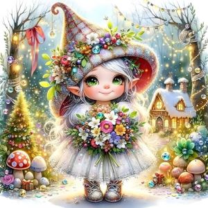 GDYEEH 5D Fille Fée Peinture Diamant Painting Kit, DIY Fleurs Art du Diamant Complet Kits, Dessin Animé Diamond Art Kits Strass Point de Croix Painting pour Adultes Débutants Maison Décor 30x30cm (GDYEEH Direct, neuf)