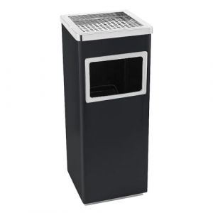 Poubelle avec Cendrier pour Ext&eacute;rieur - Cendrier sur Pied en Acier Inox avec Poubelle -Poubelle Cendrier - 24 * 24 * 60cm 35L- Noir-1PC (Willanmd, neuf)