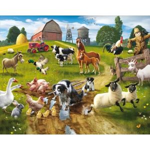 Papier peint enfant animaux de la ferme Walltastic (BBG BEBEGAVROCHE, neuf)