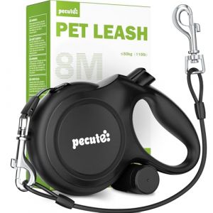 Pecute Laisse Chien Enrouleur, New Classic Laisse Enrouleur 8m, Fonction Anti-Morsure, avec Un Boutton S'arrêter Bloquer Jusqu'à 50Kg pour Moyen et Grand Chiens, Noir (Ligaoo, neuf)
