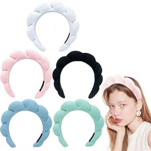 Mimi and Co Spa Headband for Women - Sponge & Terry Towel Cloth Fabric Head Band for Skincare, Makeup Headband Puffy Spa Headband for Skincare, Face Washing, Shower (Black) (Lubinus, neuf)
