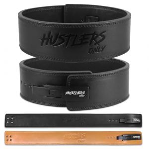 Hustlers Only Ceinture d'halt&eacute;rophilie avec boucle &agrave; levier en cuir v&eacute;ritable pour soulev&eacute; de terre, halt&eacute;rophilie, entra&icirc;nement, 10 mm d'&eacute;paisseur pour soutien dorsal, ceinture de levage pour homme (J.ARTHUR LIMITED, neuf)