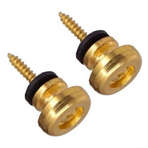 Lot de 2 boutons de verrouillage de sangle de guitare - Fixation sécurisée - Remplace les chevilles d'origine folk et basse électrique - 14,8 x 9,7 mm (doré) (Sellwellmall, neuf)