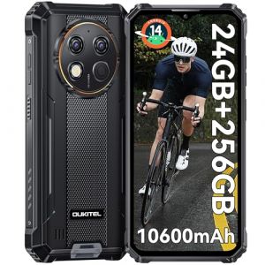OUKITEL G1 Android 14 Téléphone Portable Incassable - 24Go+256Go(1 to) Smartphone Batterie 10600mAh Écran 6.52" HD+ IPS 48MP Double Caméra Téléphone Etanche Antichoc Dual SIM/NFC/OTG/Empreinte/Face ID (La Maison OUKITEL, neuf)