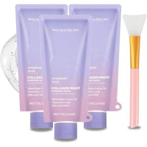 Collagen Night Wrapping Mask, Masque Collagène Visage Korean, Collagen Overnight Wrapping Peel Off Facial Mask Pack, Korean Skin Care Collagen Night Wrapping Mask, Masque Collagene Visage (3PC) (xiaxiappa99, neuf)