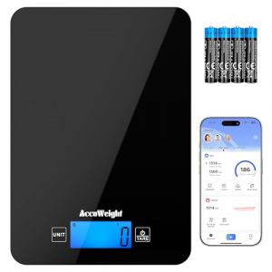 ACCUWEIGHT CK780 Balance de cuisine Bluetooth, avec calculateur de valeur nutritionnelle (piles incluses), comptage des calories pour la cuisine ou la perte de poids, 5 kg/11 lb (ThermoPro FR, neuf)