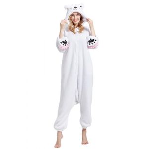 Grenouill&egrave;re Ours Polaire Adulte, Costume de Cosplay Animal pour Hommes et Femmes Pyjamas d'halloween, V&ecirc;tements de Nuit Unisexes Une Pi&egrave;ce Homewear (DELEY, neuf)