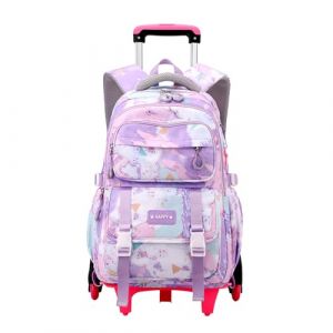 Voici et Voila Cadeaux Scolaire Cartable Roulettes Scolaires Filles Primaire Sac &agrave; Dos Filles Roulettes Sac Bagage Cabine Voyage Enfant Violet 34x20x47cm (Voici et Voila, neuf)
