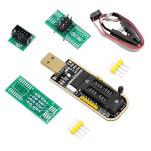 APKLVSR SOIC8 SOP8 Flash Chip IC CH341A Programmateur USB pour EEPROM, programmateur BIOS USB + Clip SOP8 + Adaptateur SOIC8 (hcjs, neuf)