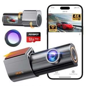 Dashcam Voiture 4K,5G WiFi Dashcam avec CPL Filter, 360° Camera Voiture IPS 1.47" avec Carte SD 64G, Contrôle de I'application, Moniteur de stationnement, Vision Nocturne, Enregistrement en Boucle (HUZASU LTD, neuf)