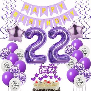 Decoration 22 Ans anniversaire Femme violet,Decoration anniversaire 22 ans Femme ballons 22 anniversaire Decoration lilas,ballon 22 anniversaire Decoration Femme violet gâteau 22 anniversaire Femme (Oumezon, neuf)