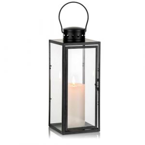 NUPTIO Lanterne Bougie Exterieur Noire - 35cm Métal Lanternes Outdoor Funéraire Cimetière Bougie Résistant Aux Intempéries Lanterne Jardin Extérieur Bougeoir Lumière du Vent Intérieur (BeautyTime24, neuf)