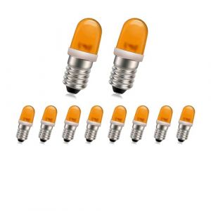 SOFOC-E10 LED Ampoules 12V DC Idéal pour Équipement Industriel & Phare de Vélo Guirlandes Lumineuses de Noël 0.5W Prêt à Brancher Orange 10Pcs (Sofoc-EU, neuf)