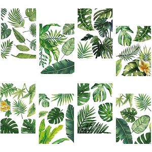 craspire Feuille Stickers Muraux PVC Peu Imperm&eacute;able Auto-Adh&eacute;sif Stickers Vert Feuilles Tropicales Naturel Feuille de Palmier Plante Rectangle 8 Feuilles 8 Styles Amovible pour Fen&ecirc;tre Escalier (CRASPIRE FR, neuf)