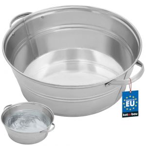 KOTARBAU® Bassine Metal Ronde en Acier galvanisé 13 L avec Oreilles | Pot à Fleurs | Bassine d'eau | Baignoire Ronde | Bassine Confiture Cuivre | Bassines à Confiture | Lessiveuse pour Jardin (KOTARBAU, neuf)