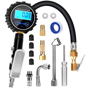 Numérique Manomètre Pression Pneu 200 PSI Manomètre Compresseur Numérique Testeur Pression Pneu Gonfleur Pneu Numérique Manometre Pistolet de Gonflage avec 4 Unités de Mesure pour Voiture (FASYUAN, neuf)