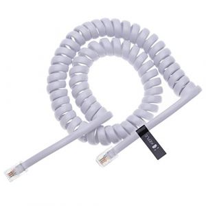 Keple Câble téléphonique TeRJ10 Câble de téléphone incurvé à ressort en spirale Fil de combiné 3 mètres Compatible avec les téléphones fixes AT&T, Cisco, NEC, ROLM, ITT, TI etc (Blanc) (Keple, neuf)