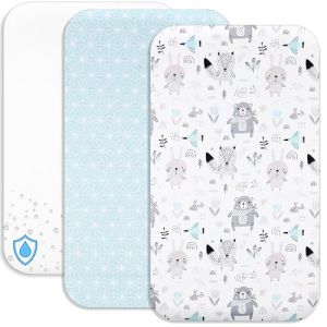 Lovely Hippo Draps Housses Cododo + 1 Al&egrave;se Prot&egrave;ge Matelas Compatible Chicco - Drap Housse Cododo 100% Coton - Al&egrave;se 100% Imperm&eacute;able (Animaux Bleus, 83 x 50 cm) (VRC Products France, neuf)