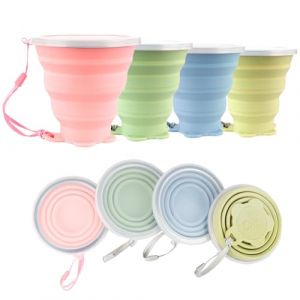 ddLUCK 4 Pcs Tasse Pliable en Silicone, 320ml Gobelet Retractable de Voyage, Flexible Reutilisable Portable Camping Pliable Cup, Pliant Mug Pour Pique-Nique, RandonnéE, Fitness en Plein Air (ddLUCK, neuf)