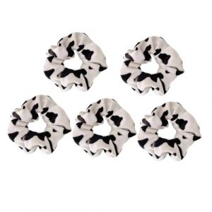Alipis Lot de 5 &Eacute;lastiques &agrave; Cheveux D&eacute;coratifs Motif Vache Taille Grosse en Tissu Pelucheux Doux Accessoires pour Cheveux pour Queue de Cheval et Coiffure Quotidienne (Dahlia Oiye, neuf)