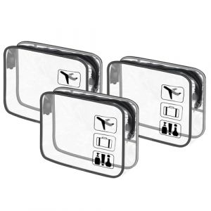 3 Pi&egrave;ces Trousse de Toilette Voyage Femme Homme, Sac Transparent Avion, Trousse de Toilette Transparente Avion, PVC &Eacute;tanche Trousse de Maquillage, Sac Cosm&eacute;tiques Kit Voyage Avion, 20 x 15 x 6 cm (YuShiLiu, neuf)