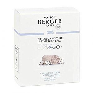 MAISON BERGER - Lot de 2 Recharges Diffuseur Voiture – Système Céramique – Diffusion 4 à 6 Semaines – Parfum Lampe Berger – Fabriqué en France (Caresse de Coton) (Maléa Déco, neuf)
