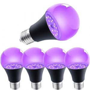 MODOAO Ampoule UV - Éclairage violet - Ampoule de fête - E27 - Veilleuse - 395 nm - Lumière noire - Uniquement pour la décoration et d'autres scènes différentes (5, noir) (Network  tech, neuf)