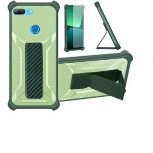 bojioderf Coque pour Honor 9 Lite Coque &Eacute;tui Case Cover Hybride [avec Protection d'&eacute;cran en Verre tremp&eacute;] [Support magn&eacute;tique Pliable] [givr&eacute; r&eacute;sistant aux Empreintes digitales] Vert (Oujietong, neuf)