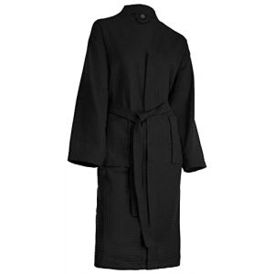 Brandsseller Peignoir de Bain Femmes & Hommes Piqué Coton Nid d'Abeille Peignoir léger Unisexe - Noir XXXL (brandsseller, neuf)