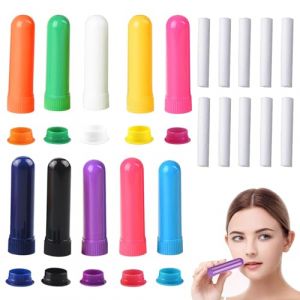 10 Pièces Stick Inhalateur pour Huiles Essentielles Nez,Inhalateur d'Huiles Essentielles,Tube d'Inhalation avec Mèches,10 Couleurs Tubes Vides en Plastique pour Huiles Essentielles Inhalateur Nasal (ceq008808, neuf)