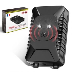 Anti Rongeur Voiture, Repulsif Martre pour Voiture, Répulsif Anti Fouines Ultrason, Ultrason Souris et Rats avec flash LED, Connexion à la batterie 12V de la voiture, pour Voiture, Garage, Grenier (SUNQI LIMITED, neuf)