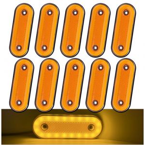 Biqiure 10PCS Feux de Gabarit Jaune,12V 24V Feu de Gabarit Remorque LED Arrière Avant Indicateur Feux de Gabarit Latéraux pour Remorque Camion Caravane (YuanGu, neuf)