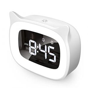 mizikuu R&eacute;veil Enfant Educatif, LED Veilleuses Pendules horloges de Chambre d'enfant Kid Sleep reveil Enfant Jour/Nuit Lumineux, Snooze R&eacute;veil 5 Couleurs,18 Types de Musique, 2 Alarmes, Blanc (JINJIE LIMITED, neuf)