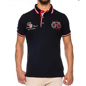 Carisma Polo à manches courtes pour homme 100 % coton • Polo pour homme avec broderie • Coupe droite agréable pour le bureau et les loisirs, Noir , L (carismaseller, neuf)