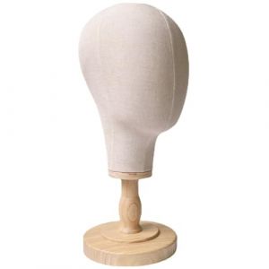 21 Pouces T&ecirc;te Mannequin Toile, Support Chapeau Amovible D&ocirc;me avec Base Bois, Pr&eacute;sentoir Chapeaux pour Casquette, Magasin Coiffure, Perruque Fabrication, Mod&egrave;le, Bijoux, Porte-Lunettes, Maison, Salon (Dinhauyon, neuf)