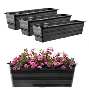 KADAX Lot de 3 x 60 cm - Jardinière de balcon en plastique résistant aux intempéries - Anthracite (KADAX, neuf)
