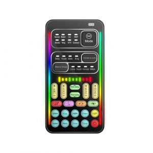 Fesjoy Machine &agrave; effets sonores Changeur de voix portable avec 8 effets sonores Lumi&egrave;re color&eacute;e Mini transmission en direct Microphone portable Machine &agrave; effets sonores pour t&eacute;l&eacute;phone, ordinateurs (Jenex, neuf)