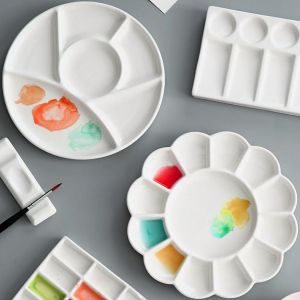XUBX 2 x Palette en C&eacute;ramique, Palettes de Peinture en C&eacute;ramique, Palette de Peinture d'art, Palette Mixte, Palette de Peinture en C&eacute;ramique pour Artiste, Palettes de Couleurs Peintures Aquarelle (XUB, neuf)
