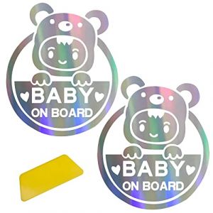 Autocollant Bébé à Bord,Sticker Bébé à Bord,Autocollant Voiture Bébé à Bord,Autocollant Bébé à Bord Vinyle,Bébé Signe Magnétique Panneaux,Protection Anti UV,Étanche(BABY ON BOARD)2pcs (BASTOUR-Official, neuf)