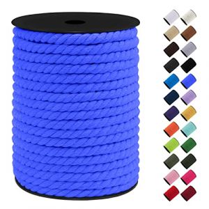 LEREATI Corde Macramé 8mm, 40m Fil Macramé Ficelle Corde Cordon Coton Naturelle, Grosse Corde Douce pour DIY, Porte Plante Mural, Jardin Décoration, Artisanat (Bleu Royal) (LEREATI, neuf)