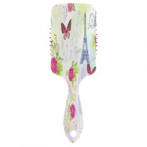 Vintage Tour Eiffel Rose Cheveux Coussin Peigne Peigne D&eacute;m&ecirc;lant Brosse &agrave; Cheveux Femme (AYXXKJ, neuf)